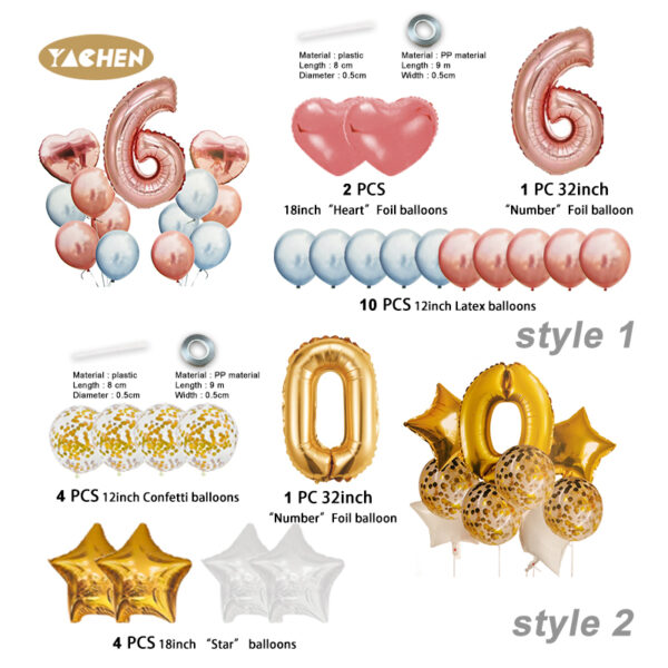number balloons set