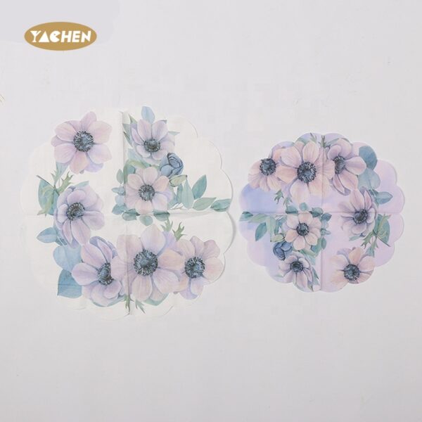 Purple Flower Round Edge Napkin-3