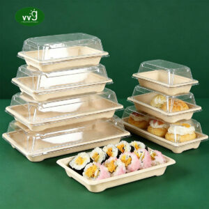 Bagasse Sushi Tray With Lid