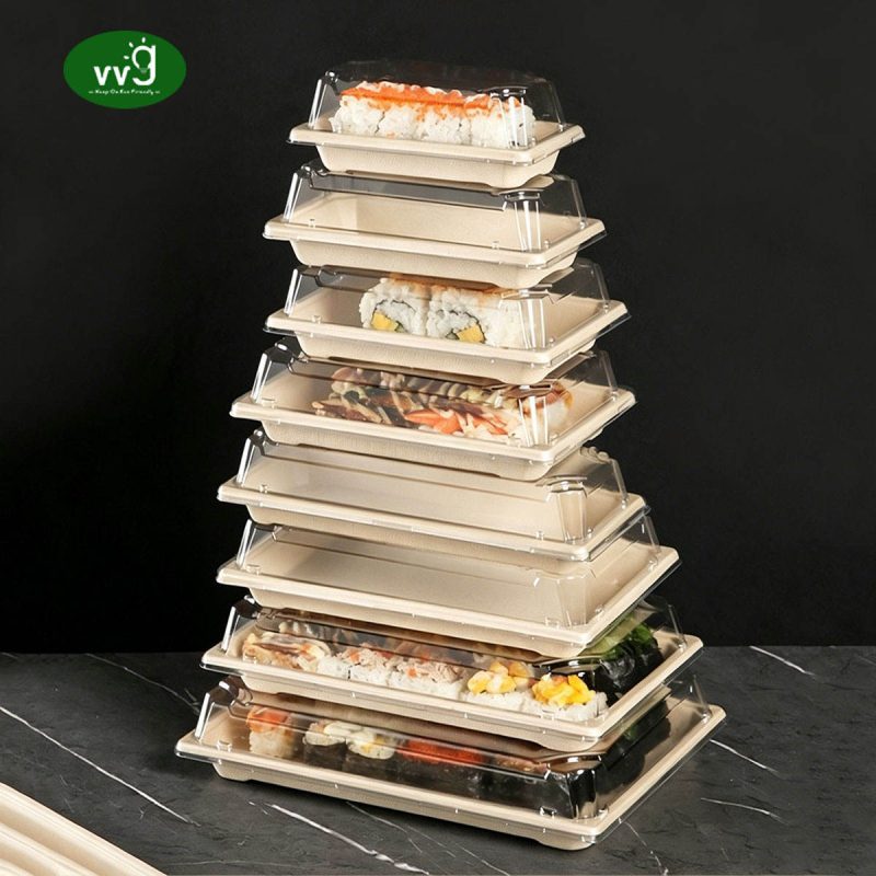Bagasse Sushi Tray With Lid