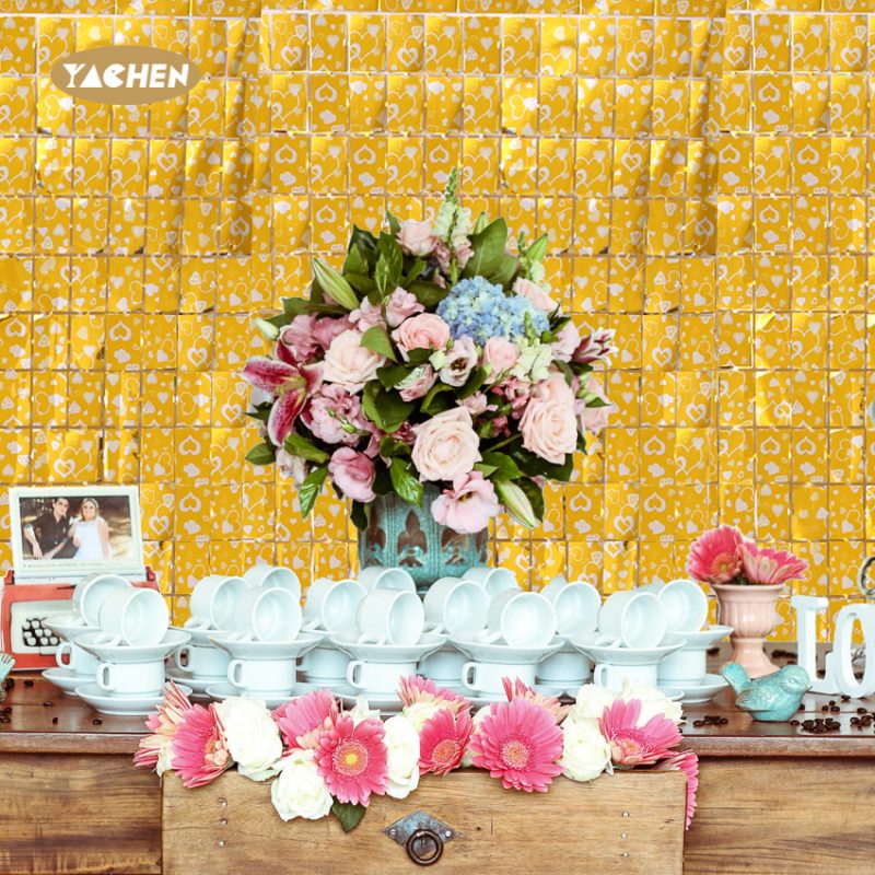 Love Print Square Foil Curtain-6
