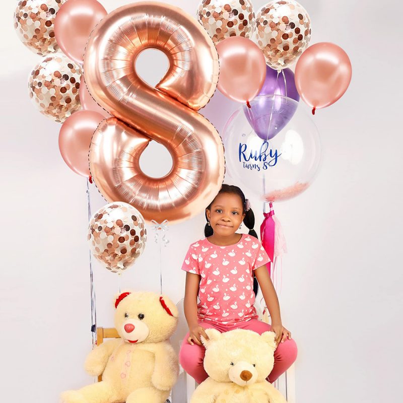 Rose gold number balloon set -04