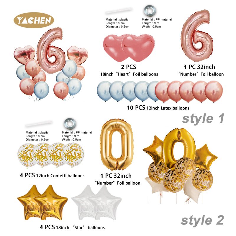number balloons set