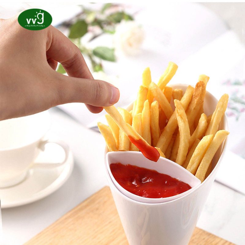 Plastic Chip Cone With Dip Tray