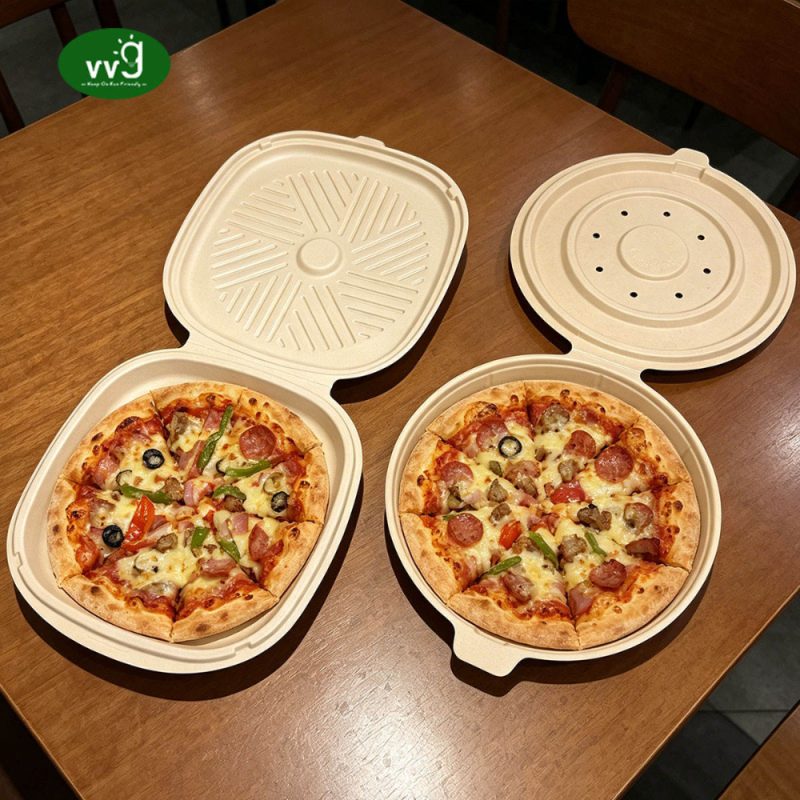 Sugarcane Pulp Disposable Pizza Container